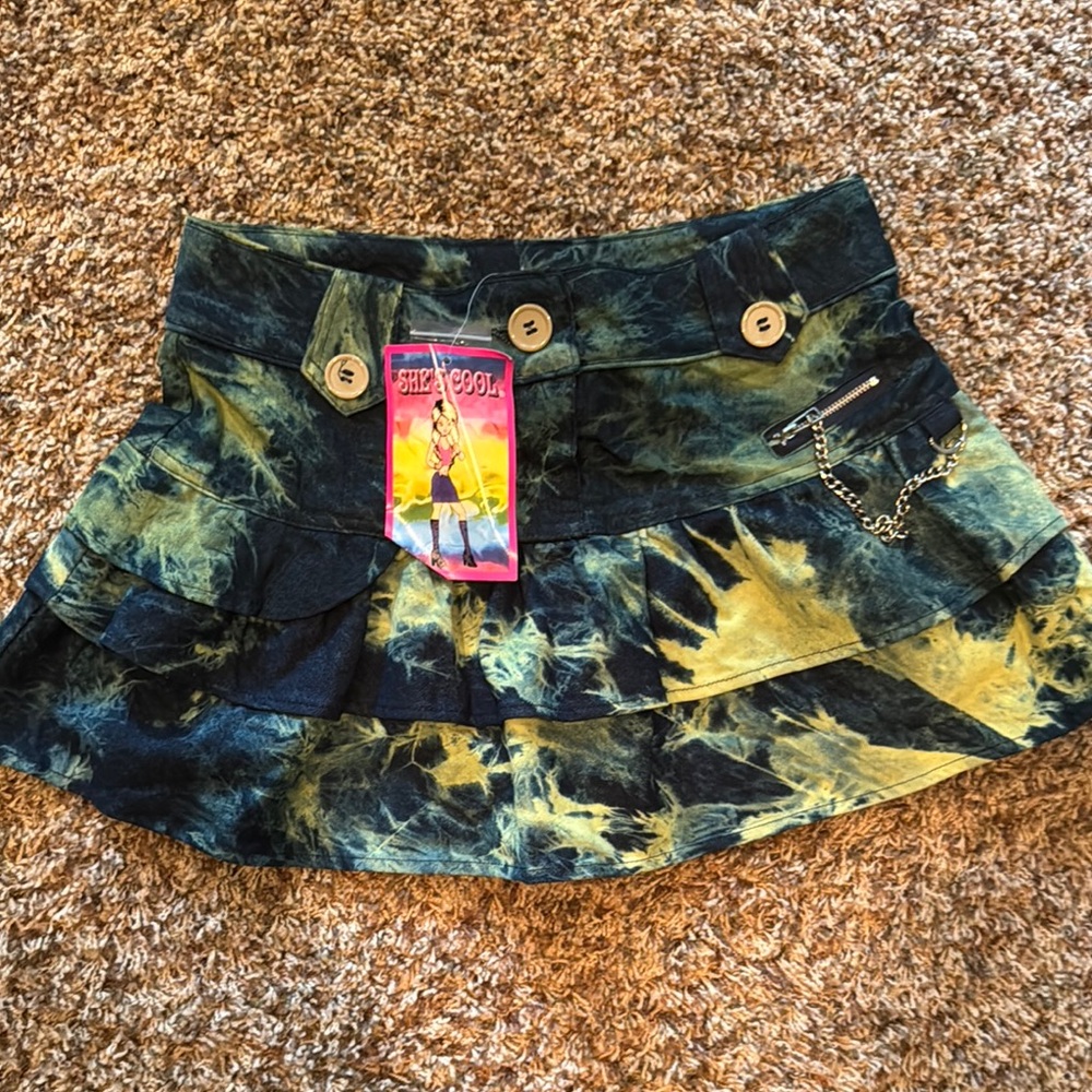 She's Cool Black and Yellow Mini Skirt